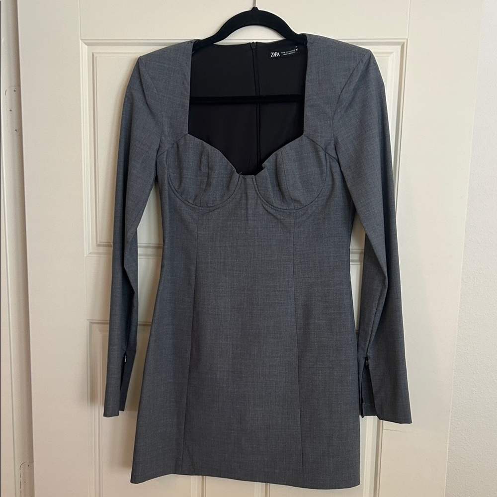 Zara Charcoal Long Sleeve Dress